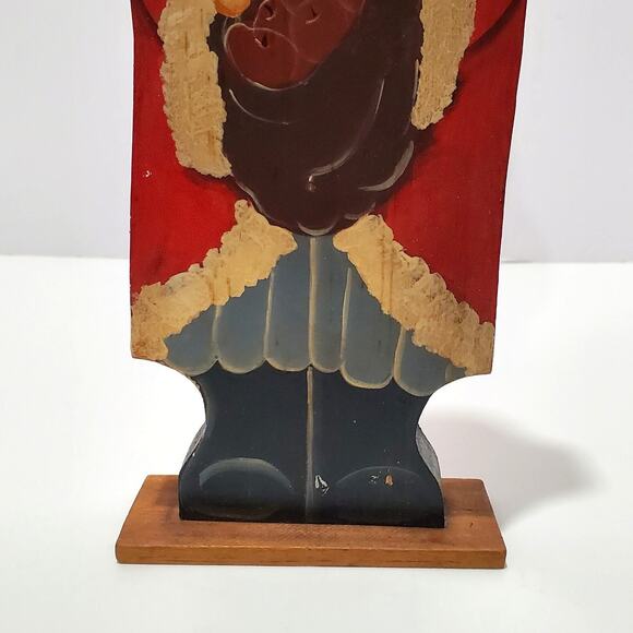 Vtg Rustic Wooden Hand Painted Santa w Sack of Apples 7" x 4" Holiday Décor - Picture 5 of 12